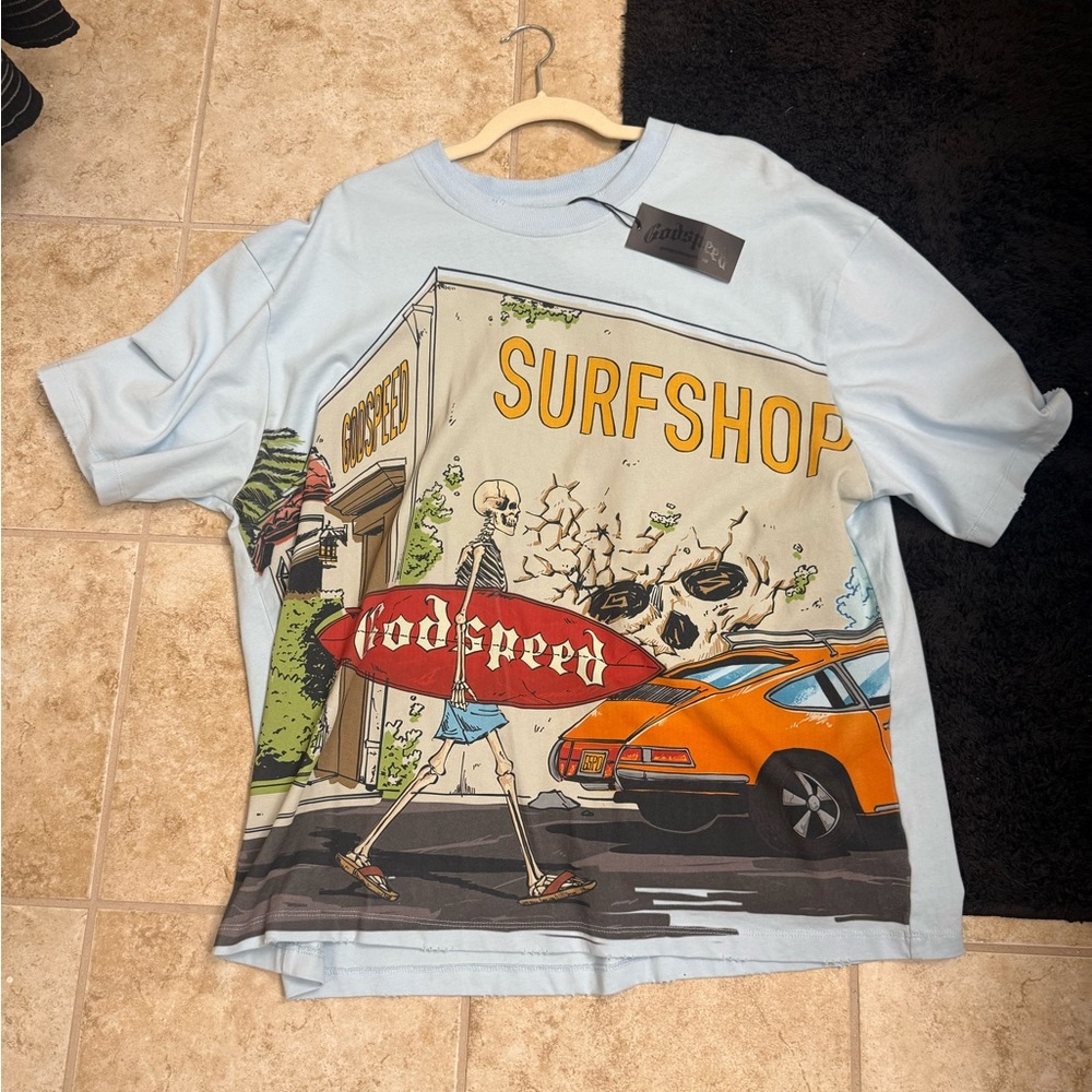 Light Blue Surf Shop Graphic Tee